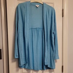 J. Jill Soft Blue Linen Cardigan Like New Petite Large